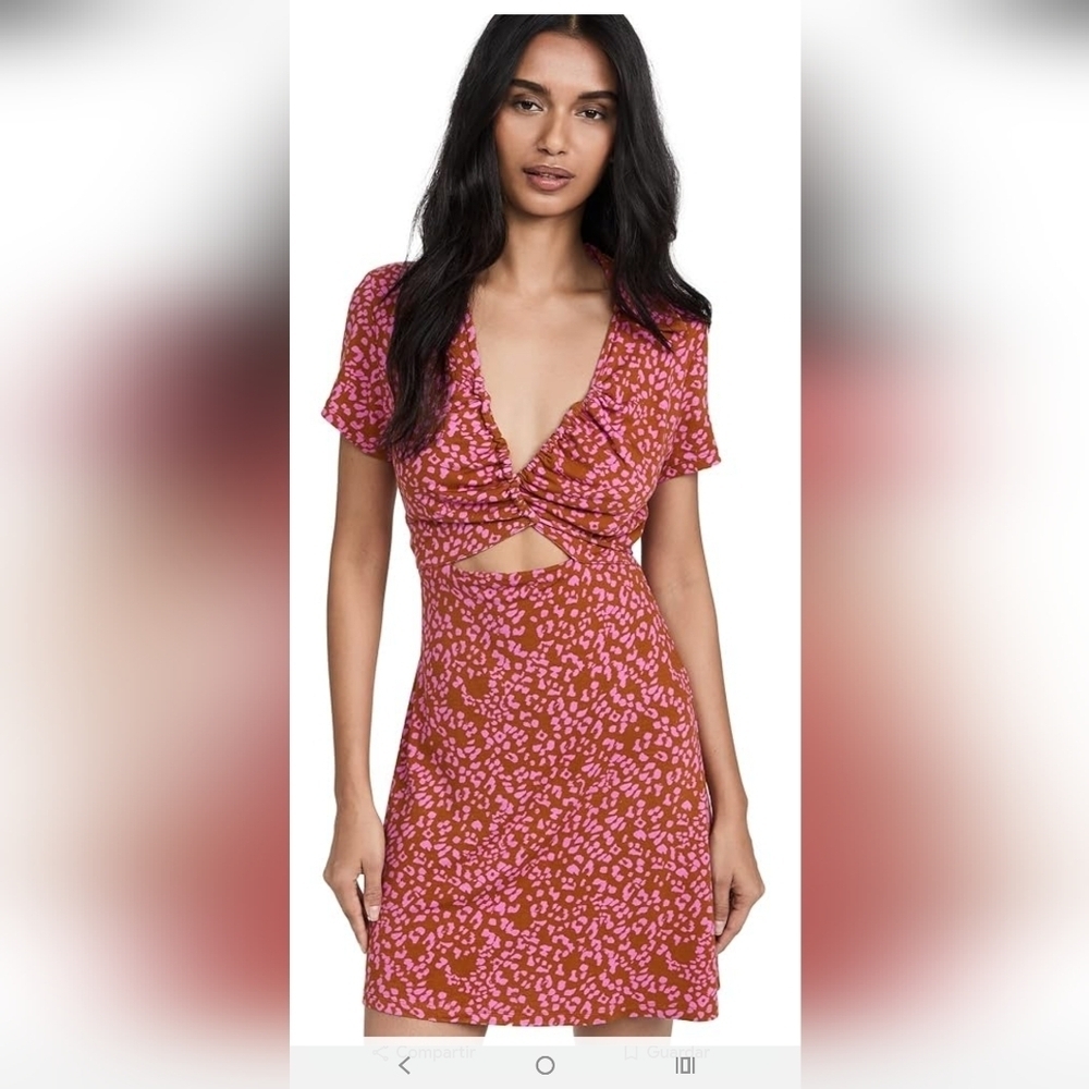 Free People Stylish Brown and Pink Cutout Dress Size S